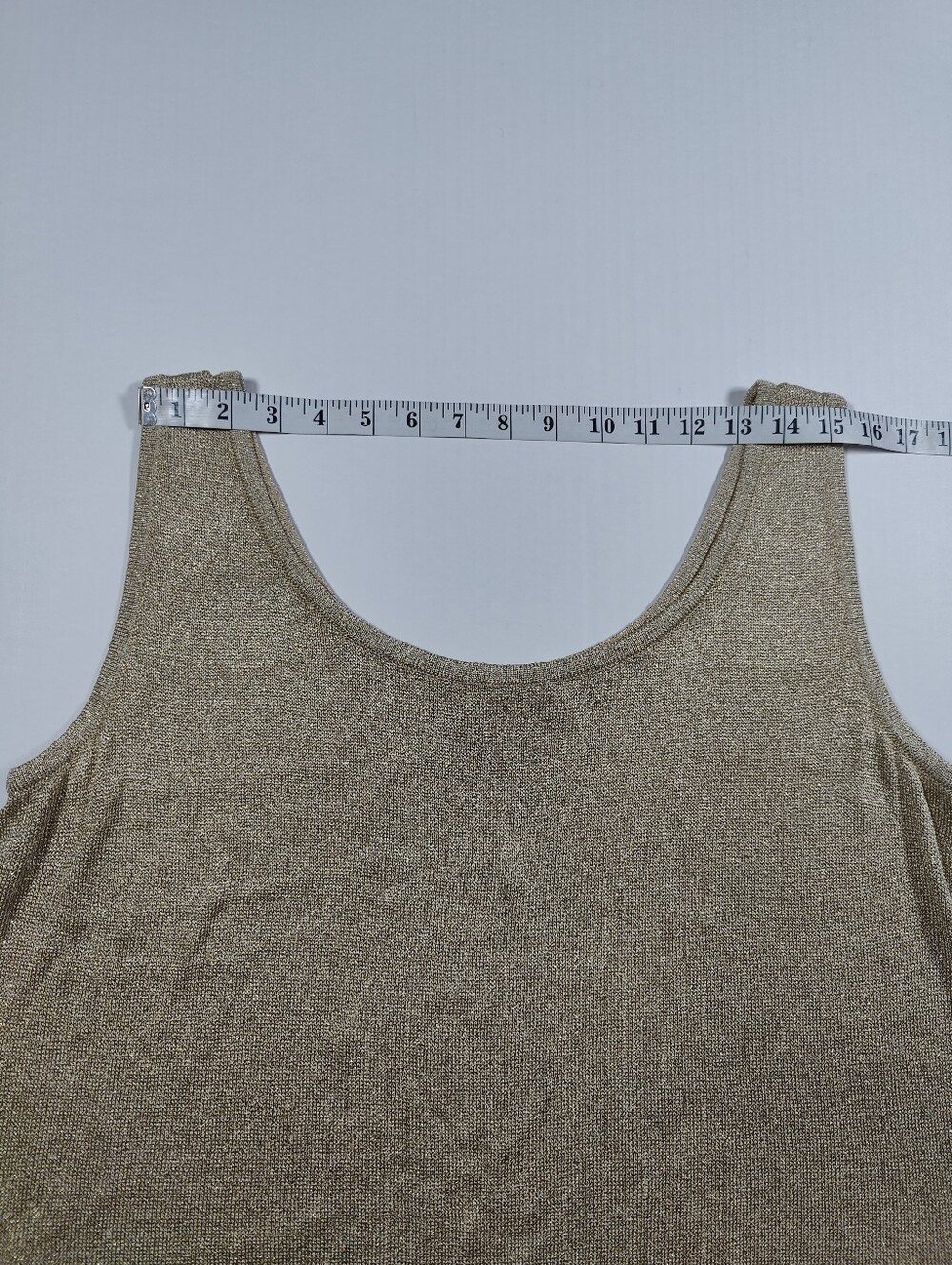 VTG St. John Gold Merallic Shimmering Santana Knit Tank Top Size L Made In USA - Picture 4 of 6
